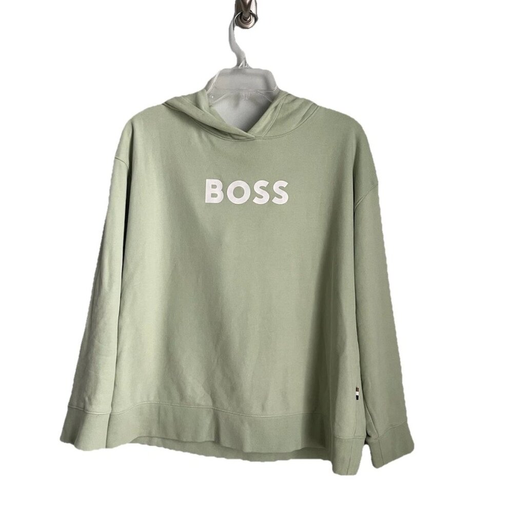 Hugo Boss Pastel Green Edelight Long Sleeve Hoodie Spell Out Women's